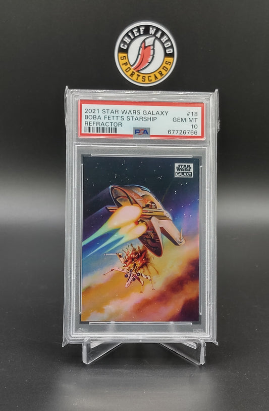 2021 Topps Star Wars Galaxy Refractor #18 Boba Fett's Starship PSA 10